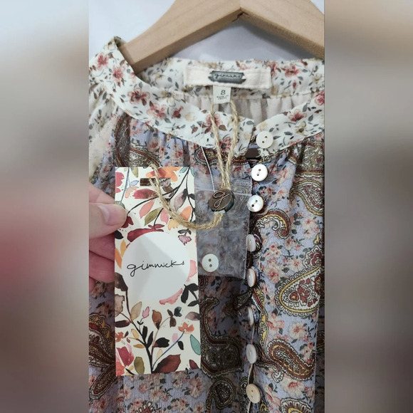 Gimmicks Buckle‎ NWT Womens Floral Paisley Top Size S Boho Peasant Patchwork - Picture 8 of 9